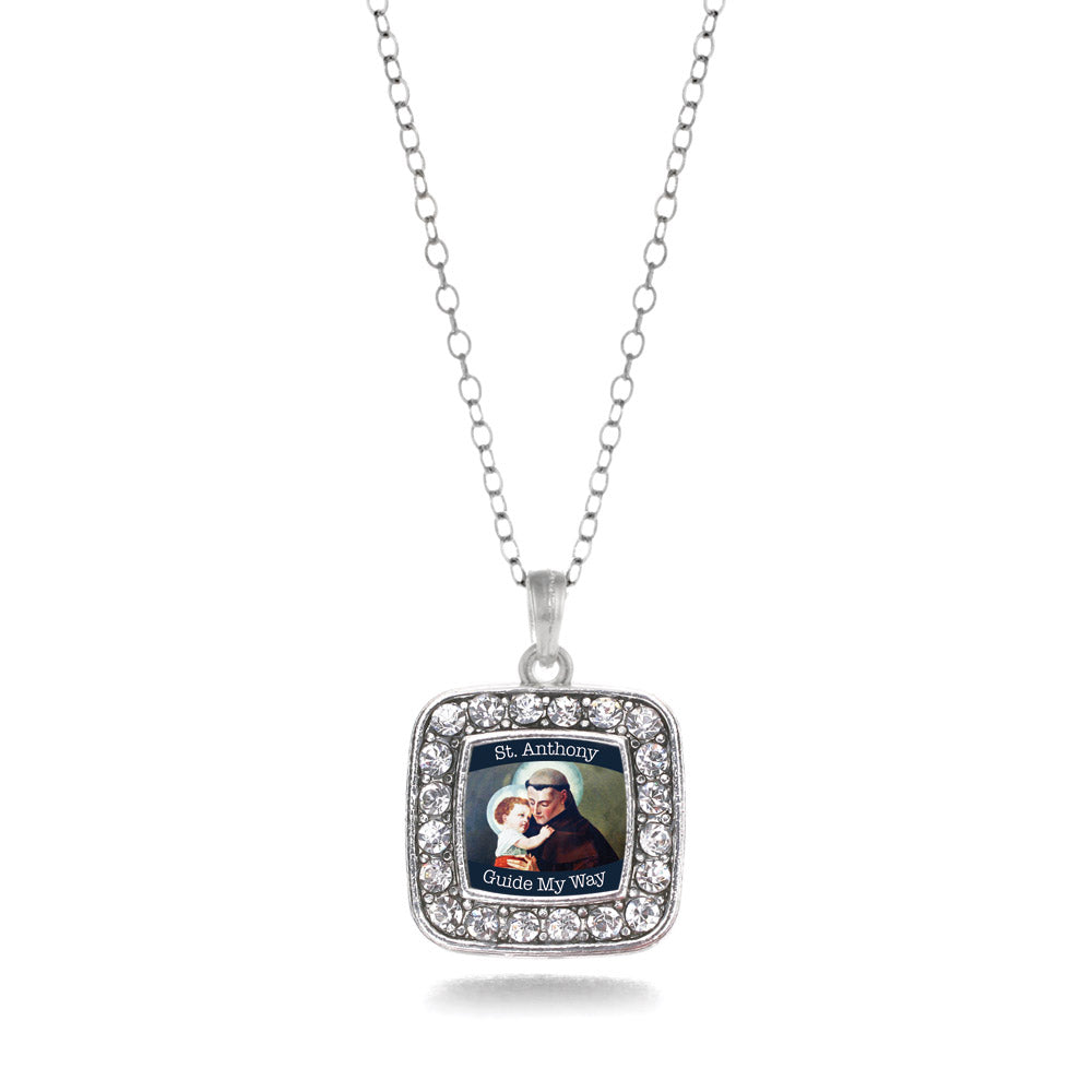 Silver St. Anthony Square Charm Classic Necklace