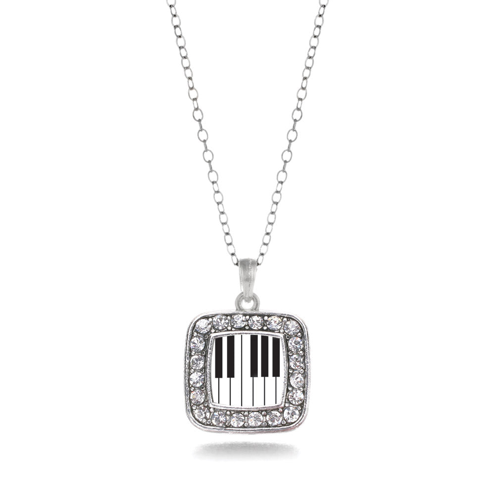 Silver Piano Keys Square Charm Classic Necklace