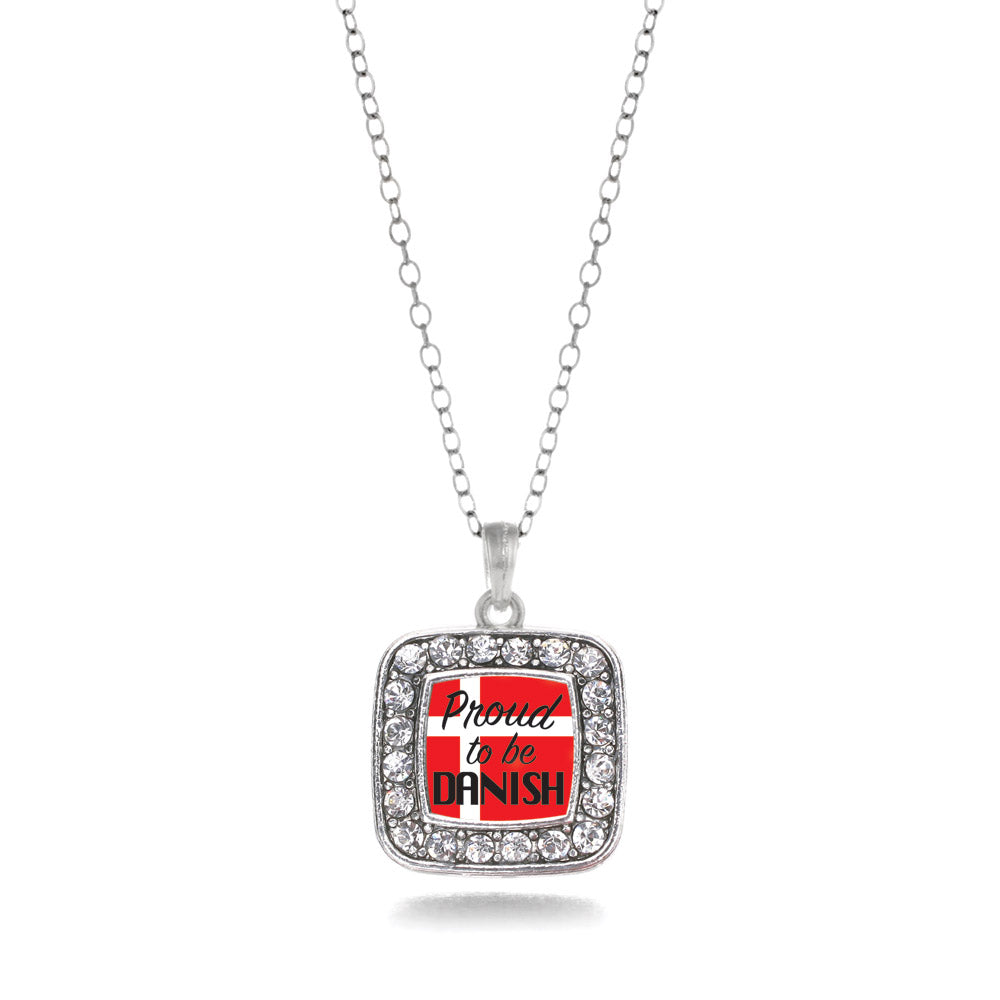 Silver Proud to be Danish Square Charm Classic Necklace