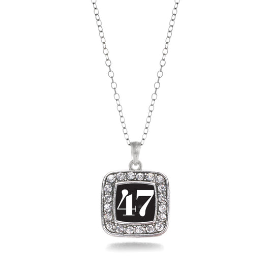 Silver Sport Number 47 Square Charm Classic Necklace