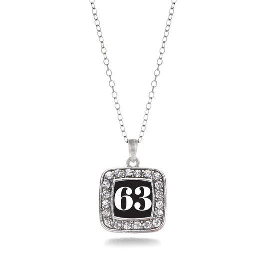 Silver Sport Number 63 Square Charm Classic Necklace