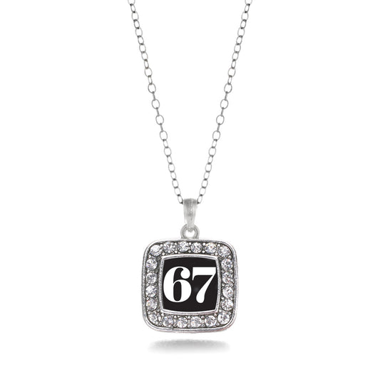 Silver Sport Number 67 Square Charm Classic Necklace