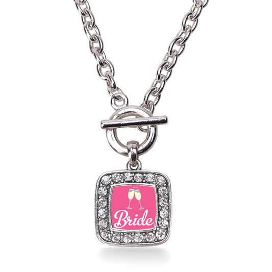 Silver Bride To Be Square Charm Toggle Necklace