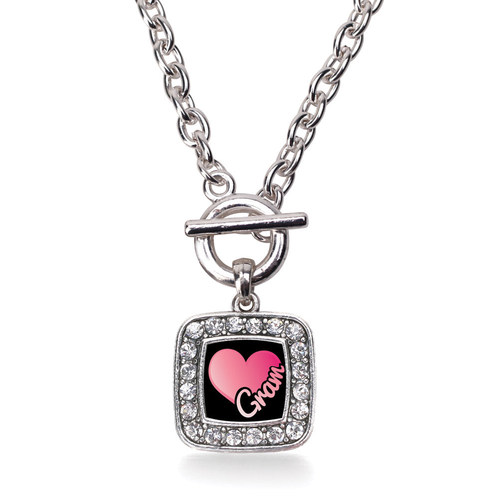 Silver Gram Square Charm Toggle Necklace