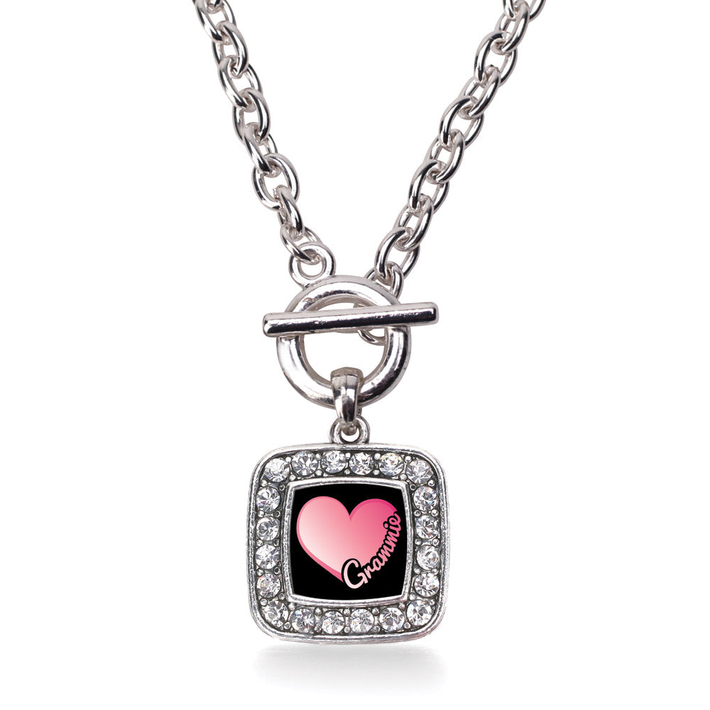 Silver Grammie Square Charm Toggle Necklace