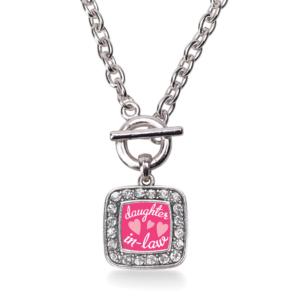Silver I Love My Daughter In Law Square Charm Toggle Necklace