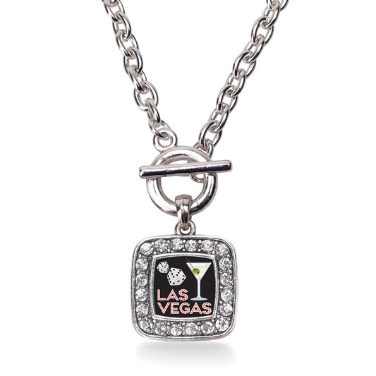 Silver Las Vegas Square Charm Toggle Necklace