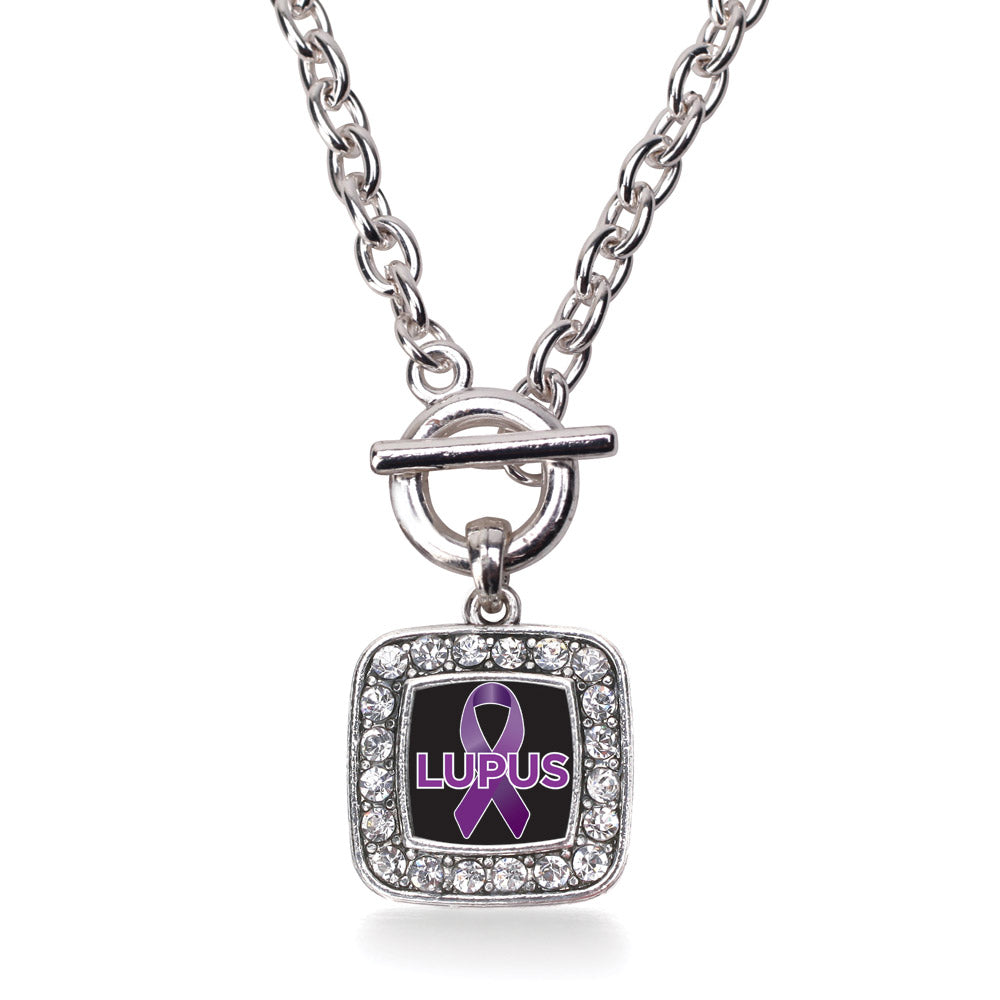 Silver Lupus Square Charm Toggle Necklace