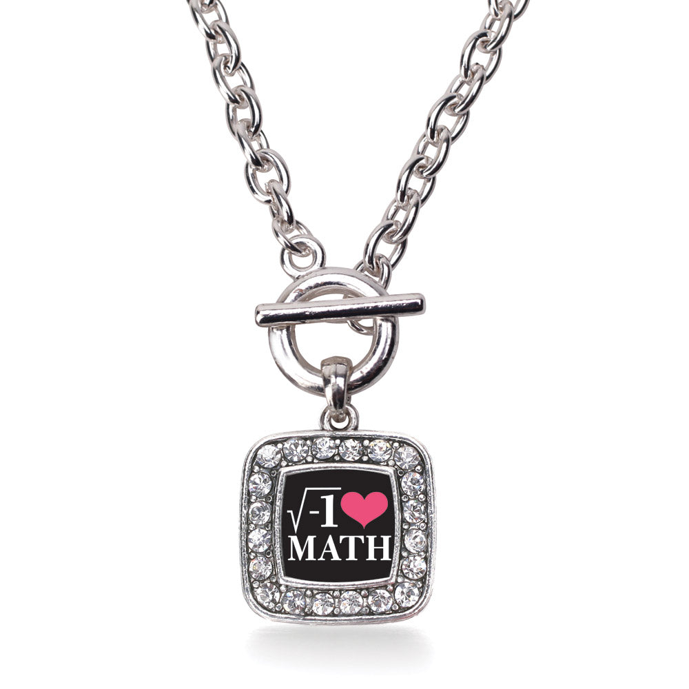 Silver Math Nerd Square Charm Toggle Necklace