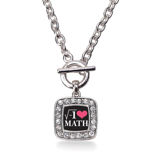 Silver Math Nerd Square Charm Toggle Necklace