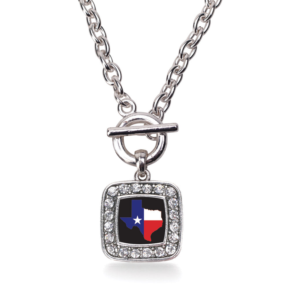 Silver Texas Pride Square Charm Toggle Necklace
