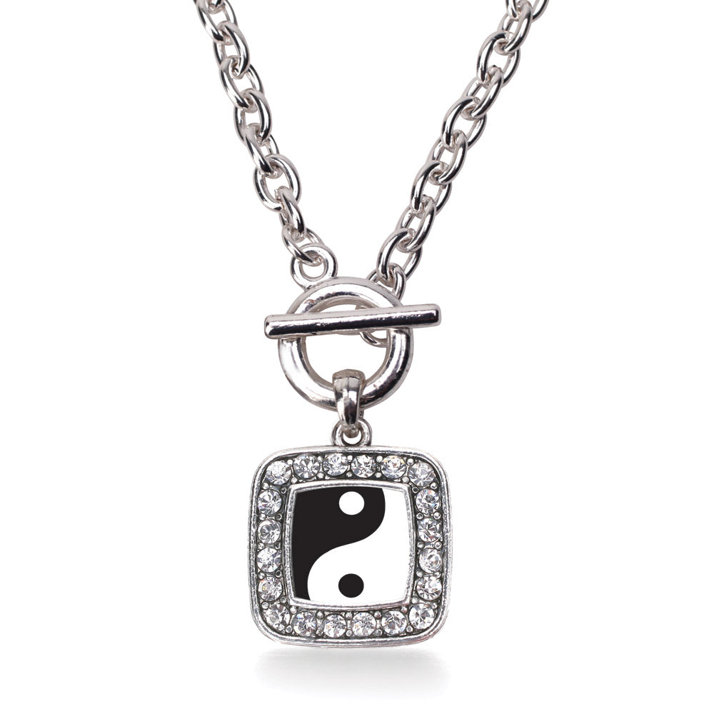Silver Yin- Yang Square Charm Toggle Necklace