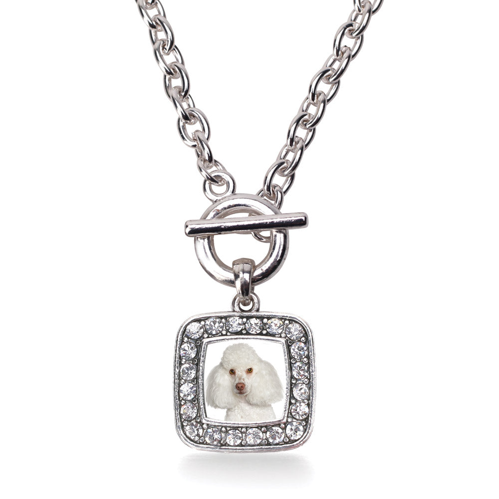 Silver I Love My Poodle Square Charm Toggle Necklace