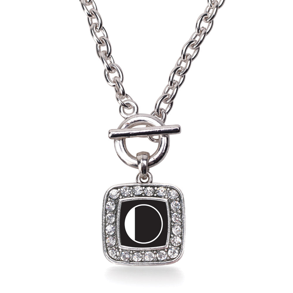 Silver My Vintage Initials - Letter O Square Charm Toggle Necklace