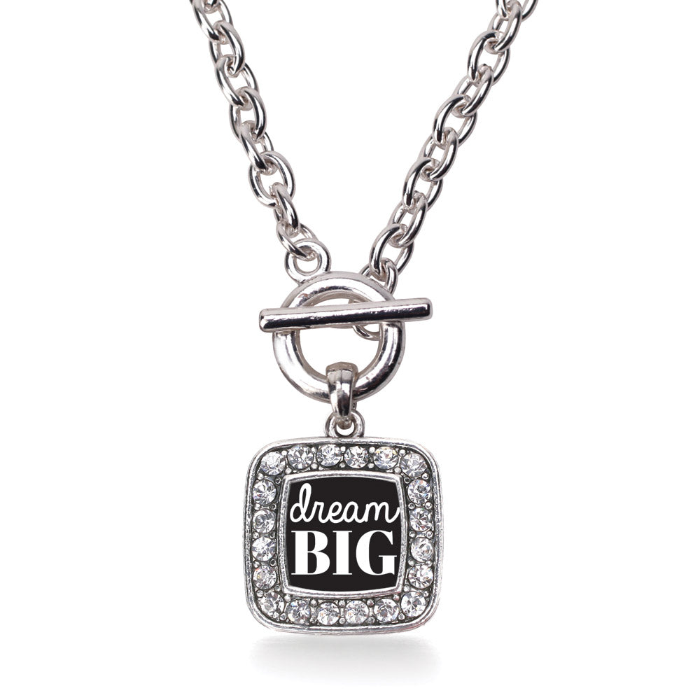 Silver Dream Big Square Charm Toggle Necklace
