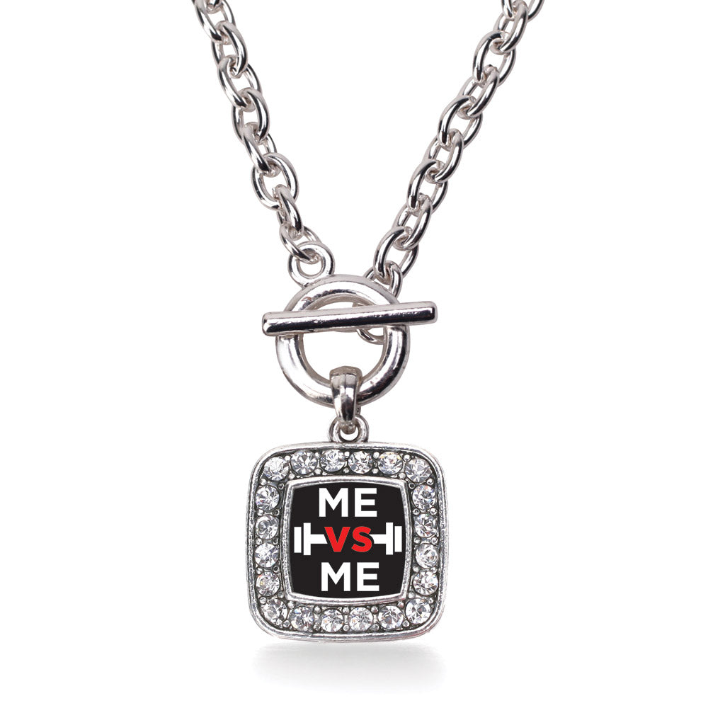 Silver Me vs Me Classic Square Charm Toggle Necklace