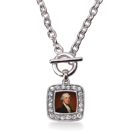 Silver George Washington Square Charm Toggle Necklace