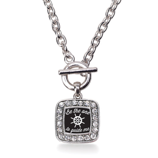 Silver Guide Me Square Charm Toggle Necklace