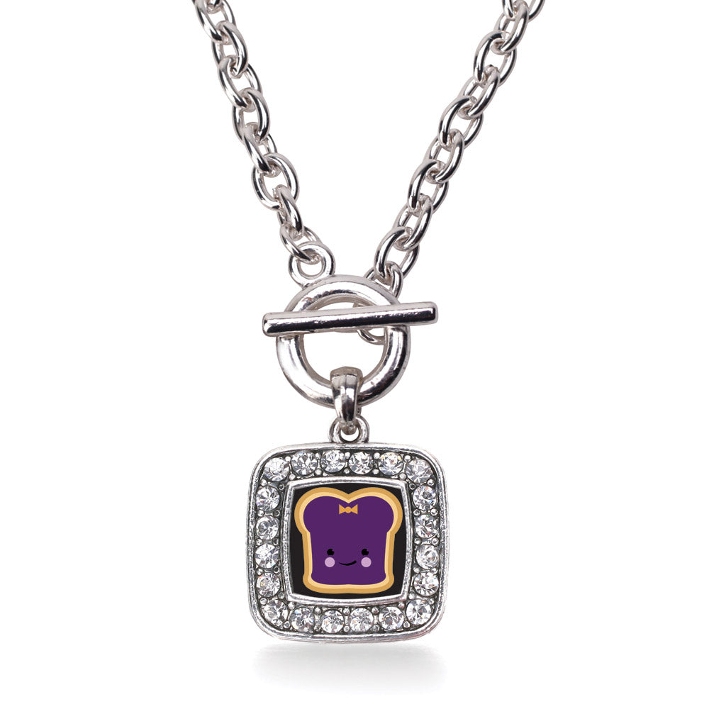 Silver Jelly Square Charm Toggle Necklace