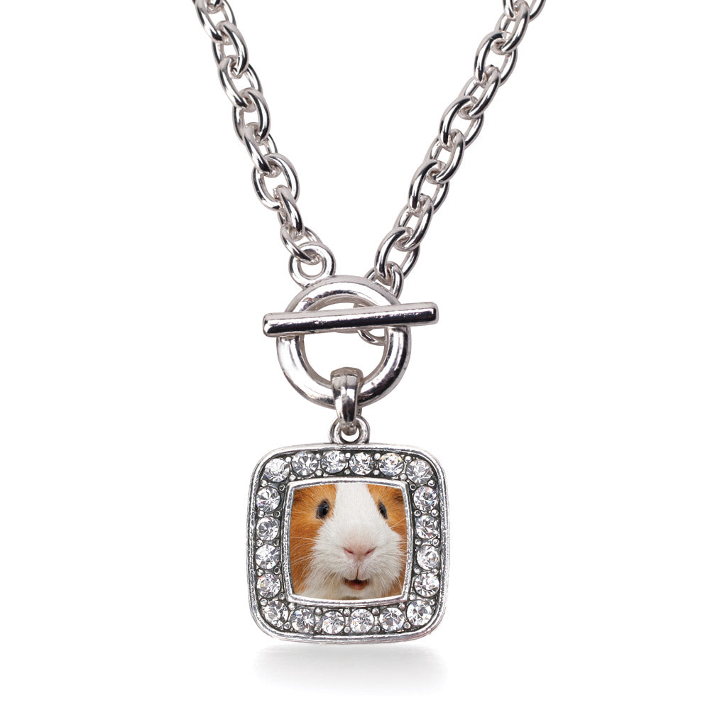 Silver I Love Guinea Pigs Square Charm Toggle Necklace