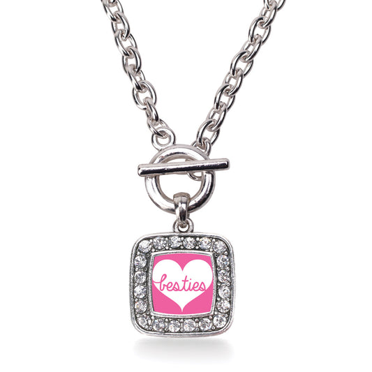 Silver Besties Square Charm Toggle Necklace