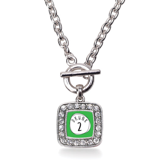 Silver Drunk Two Square Charm Toggle Necklace