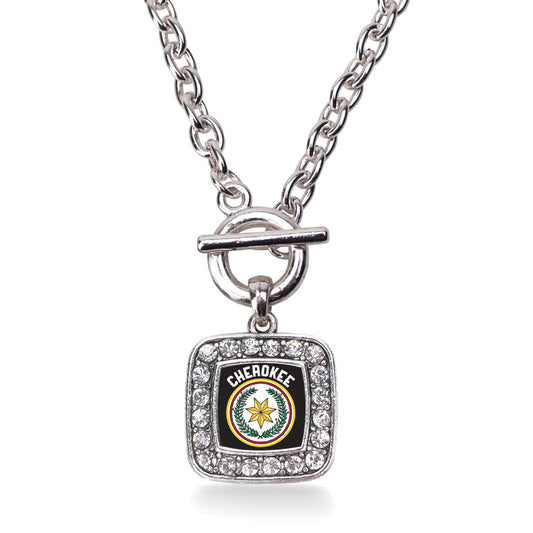 Silver Cherokee Square Charm Toggle Necklace