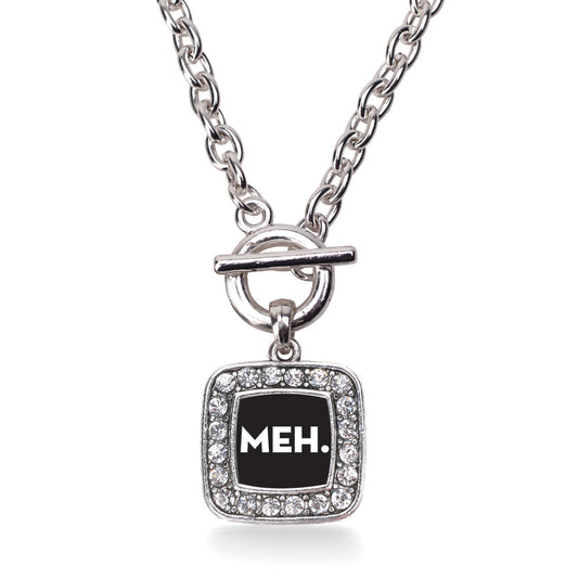 Silver Meh Square Charm Toggle Necklace