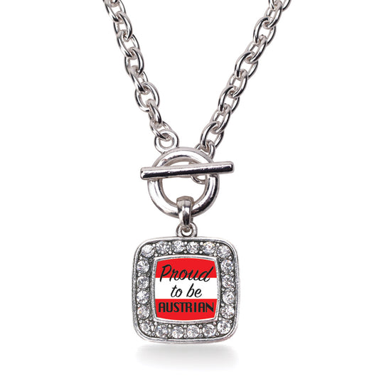 Silver Proud to be Austrian Square Charm Toggle Necklace