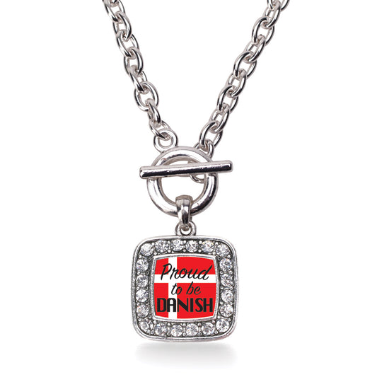 Silver Proud to be Danish Square Charm Toggle Necklace