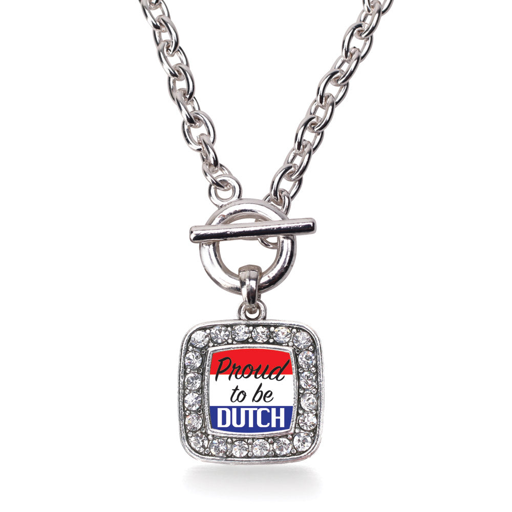 Silver Proud to be Dutch Square Charm Toggle Necklace