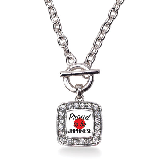 Silver Proud to be Japanese Square Charm Toggle Necklace