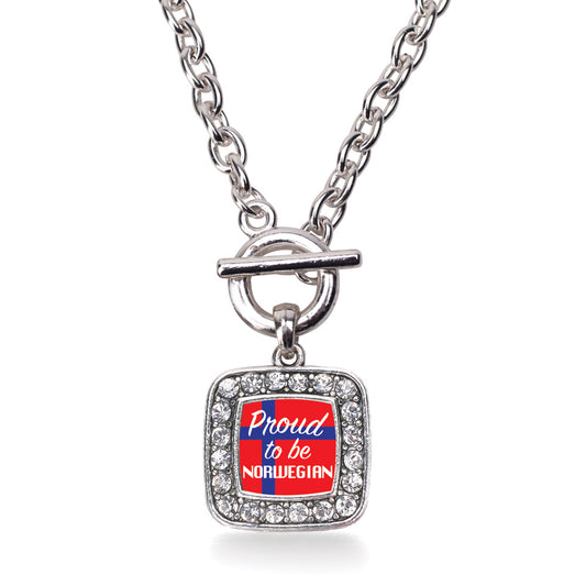 Silver Proud to be Norwegian Square Charm Toggle Necklace