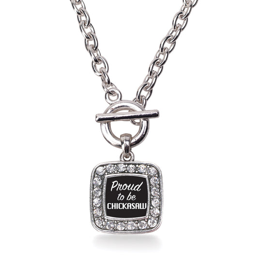 Silver Proud To Be Chickasaw Square Charm Toggle Necklace