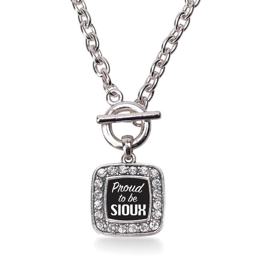 Silver Proud To Be Sioux Square Charm Toggle Necklace