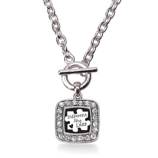 Silver Different Not Less Square Charm Toggle Necklace