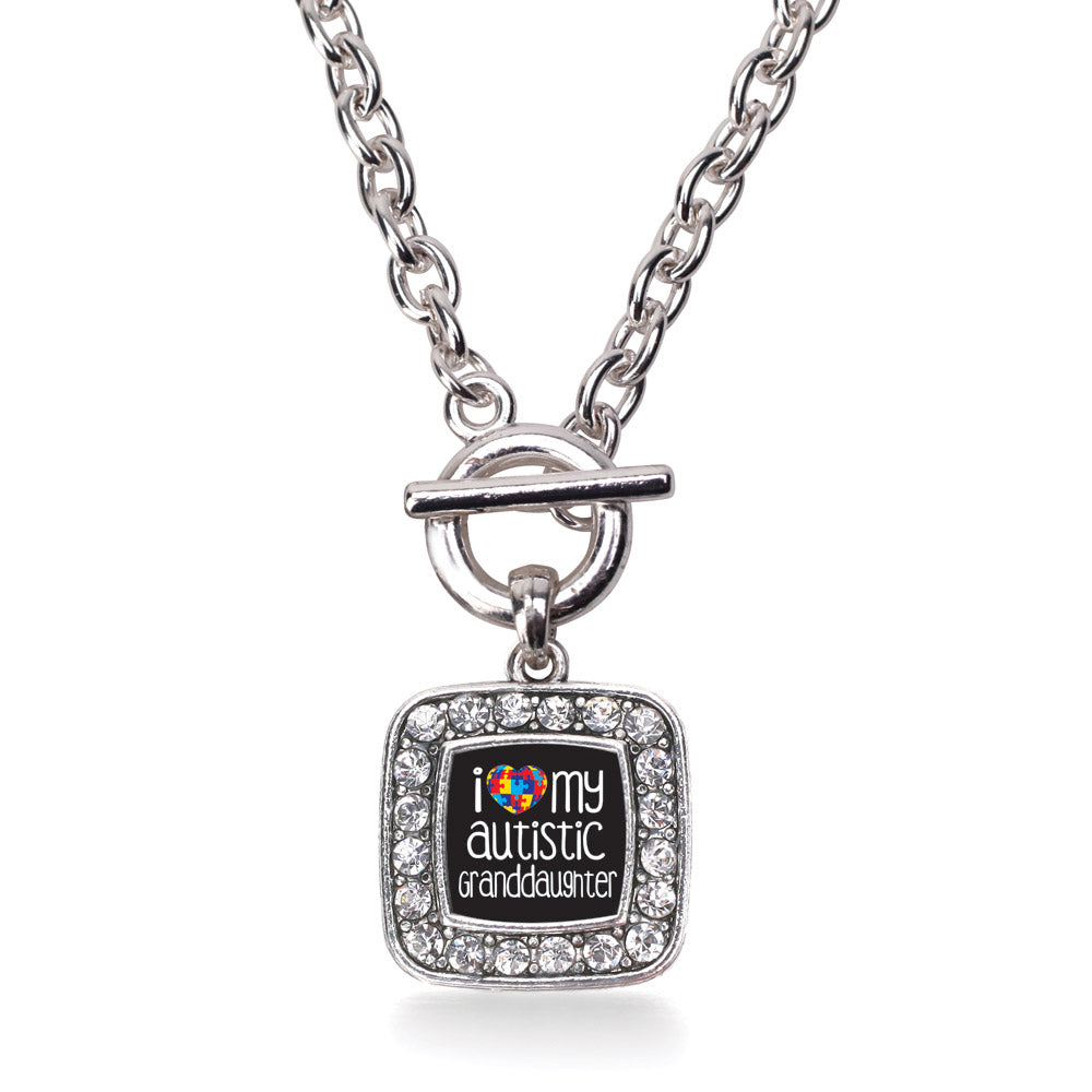 Silver I Love My Autistic Granddaughter Square Charm Toggle Necklace