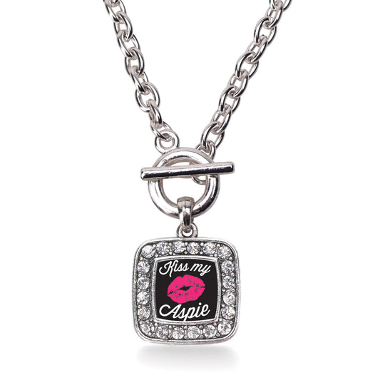 Silver Kiss My Aspie Square Charm Toggle Necklace
