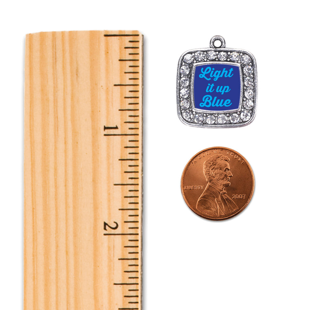 Silver Light It Up Autism Awareness Square Charm Toggle Necklace