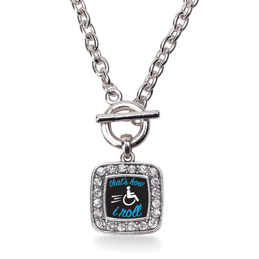 Silver That's How I Roll Square Charm Toggle Necklace