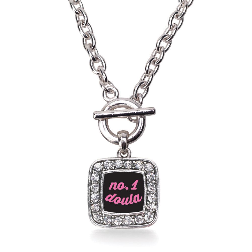 Silver No.1 Doula Square Charm Toggle Necklace
