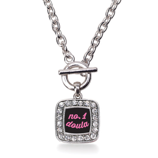 Silver No.1 Doula Square Charm Toggle Necklace