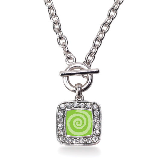 Silver Essential Tremor Symbol Square Charm Toggle Necklace
