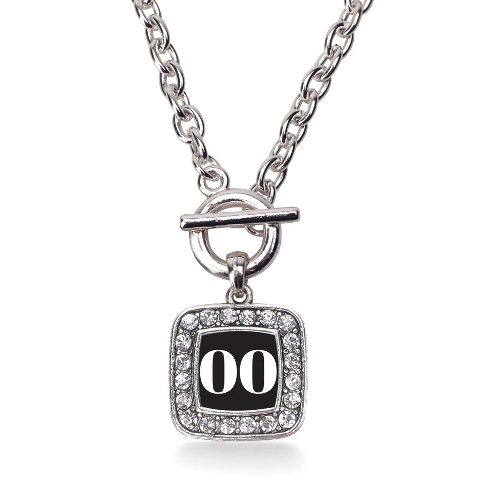 Silver Sport Number 00 Square Charm Toggle Necklace