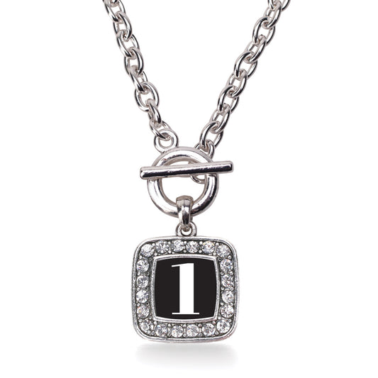 Silver Sport Number 1 Square Charm Toggle Necklace