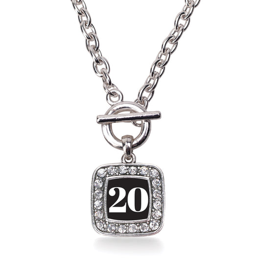Silver Sport Number 20 Square Charm Toggle Necklace