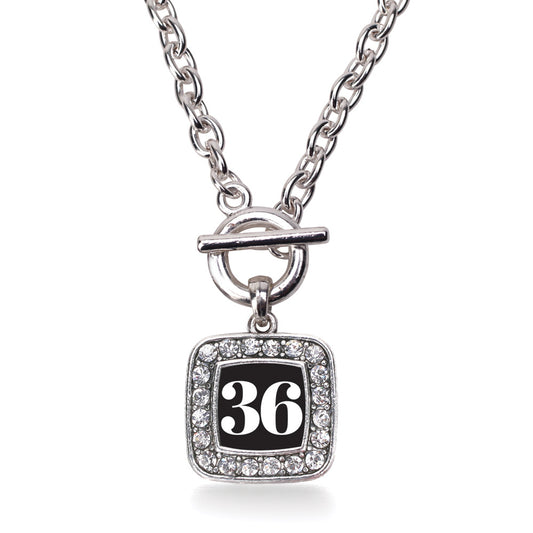 Silver Sport Number 36 Square Charm Toggle Necklace