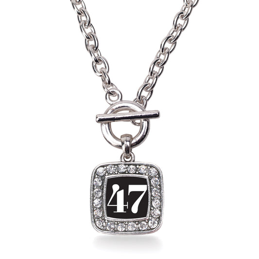 Silver Sport Number 47 Square Charm Toggle Necklace