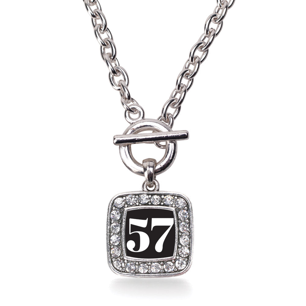 Silver Sport Number 57 Square Charm Toggle Necklace