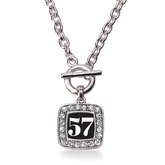 Silver Sport Number 57 Square Charm Toggle Necklace